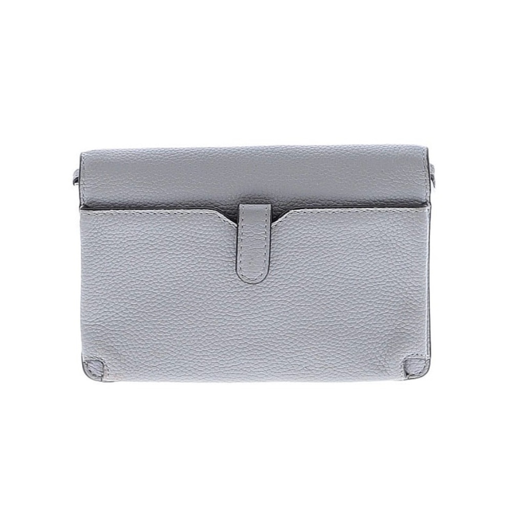 Michael Kors Pebbled Leather Light Gray Clutch Purse - Picture 2 of 9